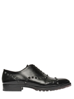VALENTINO - BRUSHED LEATHER STUDDED OXFORD SHOES - BLACK