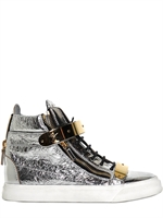 GIUSEPPE ZANOTTI HOMME - PATENT NAPLAK DOUBLE ZIP SNEAKERS - SILVER