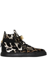 GIUSEPPE ZANOTTI HOMME - LEOPARD PRINTED PONYSKIN SNEAKERS - LEOPARD