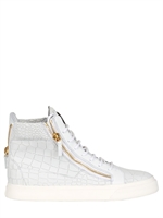 GIUSEPPE ZANOTTI HOMME - CROC PRINTED LEATHER SNEAKERS - WHITE