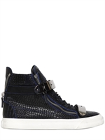 GIUSEPPE ZANOTTI HOMME - CROC EMBOSSED LEATHER SNEAKERS - BLACK