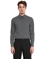 MARNI - HOUNDSTOOTH PRINTED COTTON POPLIN SHIRT - GREEN/WHITE