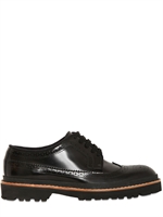 MARNI - BROGUED DERBY LEATHER LACE-UP SHOES - BLACK
