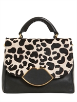 LULU GUINNESS - SMALL IZZY LEOPARD PRINTED PONYSKIN BAG - MULTI