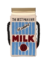 OLYMPIA LE-TAN - COTTON & SUEDE MILK CARTON SHOULDER BAG - BEIGE