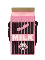 OLYMPIA LE-TAN - COTTON & SUEDE MILK CARTON SHOULDER BAG - PINK