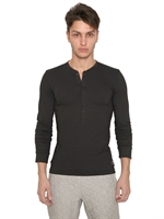 ADIDAS SLVR - LONG SLEEVED COTTON SERAFINO T-SHIRT - BLACK