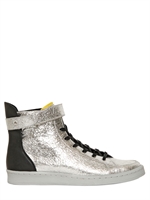 ADIDAS SLVR - CAPSULE LEATHER HIGH TOP SNEAKERS - SILVER/BLACK