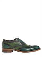 HARRIS - LEATHER TWO TONE BROGUED OXFORD SHOES - GREEN/EMERALD