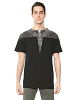 MARCELO BURLON COUNTY OF MILAN - COTTON JERSEY ALAS PRINT T-SHIRT - BLACK