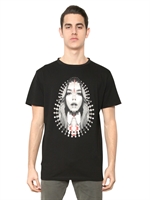 MARCELO BURLON COUNTY OF MILAN - COTTON JERSEY LEA PRINT T-SHIRT - BLACK