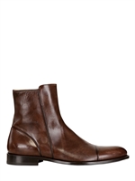ROBERTO MORELLI - VINTAGE EFFECT LEATHER ANKLE BOOT - CHESTNUT