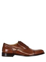 ROBERTO MORELLI - VINTAGE EFFECT LEATHER OXFORD SHOES - CIGARE