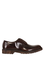 ROBERTO MORELLI - BRUSHED LEATHER DERBY LACE-UP SHOES - BROWN