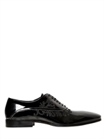 GIOVANNI CONTI - EMBROIDERED PATENT LEATHER OXFORD SHOES - BLACK