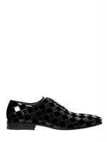 GIOVANNI CONTI - PATENT & VELVET PATCHWORK OXFORD SHOES - BLACK