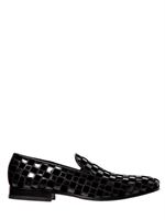 GIOVANNI CONTI - PATENT & VELVET PATCHWORK LOAFERS - BLACK