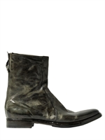 PREMIATA - WASHED HAND-PAINTED LEATHER BOOTS - BROWN/GREEN