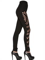 MURMUR - DICKE JERSEYLEGGINGS MIT SPIKE-AUSSCHNITTEN - SCHWARZ