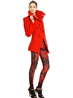 MCQ ALEXANDER MCQUEEN - ASYMMETRIC DOUBLE BREASTED WOOL COAT - RED