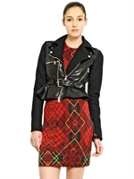 MCQ ALEXANDER MCQUEEN - LEATHER & WOOL BIKER JACKET - BLACK