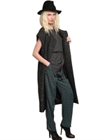 MINIMARKET - SLEEVELESS BIKER ZIP SHINY TWEED COAT - BLACK/SILVER