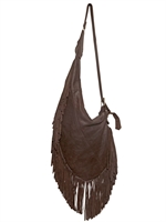 PELECHECOCO - FRINGED RECYCLED LEATHER SHOULDER BAG - DARK BROWN