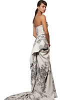 A.F.VANDEVORST - TRÄGERLOSES, BEDRUCKTES KLEID AUS SEIDENTWILL - EIS