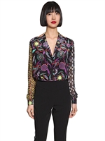 CHER MICHEL KLEIN - PRINTED SILK CREPE SHIRT - MULTI
