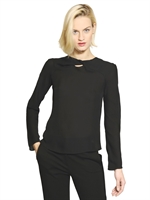 EMPORIO ARMANI - TOP MANICHE LUNGHE IN GEORGETTE DI SETA - NERO