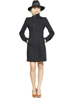 EMPORIO ARMANI - DOUBLE BREASTED WOOL BLEND COAT - DARK BLUE