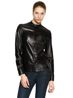 DIESEL BLACK GOLD - LIGHT LAMBSKIN LEATHER SHIRT - BLACK