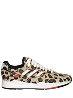 ADIDAS ORIGINALS BLUE - TECH SUPER LEO PRINTED LEATHER SNEAKERS - LEOPARD