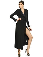 RALPH LAUREN BLUE LABEL - WICKELKLEID AUS MATTEM JERSEY - SCHWARZ