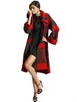 RALPH LAUREN BLUE LABEL - WOOL AND SILK BLEND BEACON COAT - RED