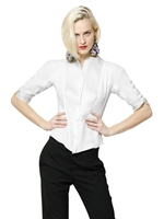 EMPORIO ARMANI - ORGANDY & SILK GEORGETTE SHIRT - WHITE