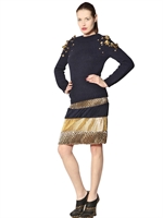 MATTIJS - PULLOVER AUS ALPACA & WOLLE MIT SCHMUCK & PERLEN - NAVYBLAU