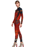 JUST CAVALLI - KREPPOVERALL MIT DRACHEN/MANDALADRUCK - ROT