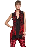 JUST CAVALLI - TOP IN CREPE STRETCH - NERO/ROSSO