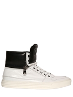 HOGAN REBEL - DETACHABLE TOP LEATHER HIGH TOP SNEAKERS - WHITE/BLACK