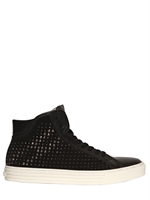 HOGAN REBEL - STUDDED LEATHER HIGH TOP SNEAKERS - BLACK