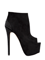 CARVELA KURT GEIGER - 160MM PINSTUDS SUEDE OPEN TOE BOOTS - BLACK