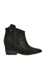 BELLE BY SIGERSON MORRISON - 80MM KYERAN CALFSKIN LOW BOOT WEDGES - BLACK