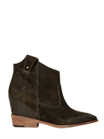 BELLE BY SIGERSON MORRISON - 80MM KYERAN CALFSKIN LOW BOOT WEDGES - KHAKI