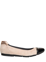 HOGAN - 10MM WRAP SUEDE PATENT TOE BALLERINA - BEIGE