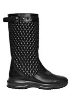 HOGAN - 30MM INTERACTIVE QUILTED LEATHER BOOTS - BLACK