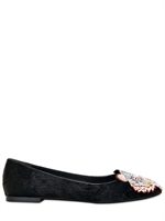 KENZO - 10MM PONYSKIN TIGER FLATS - BLACK