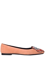 KENZO - 10MM SUEDE TIGER FLATS - ROSE