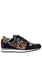 KENZO - FLYING TIGER COTTON & PATENT SNEAKERS - MULTICOLOR