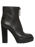 KENZO - 110MM CALFSKIN ZIPPED LOW BOOTS - DARK GREY
